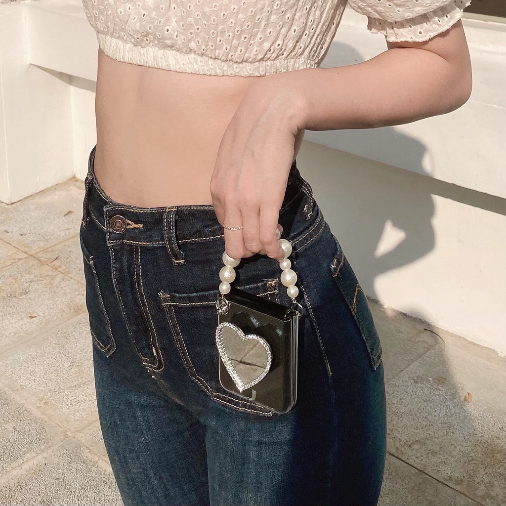 [HÀNG SẴN] Ốp lưng Samsung Z Flip 3 / Z Flip 4 gương trái tim có dây xách tay / Z Flip3 / ZFlip3 / Z Flip4/ ZFlip4