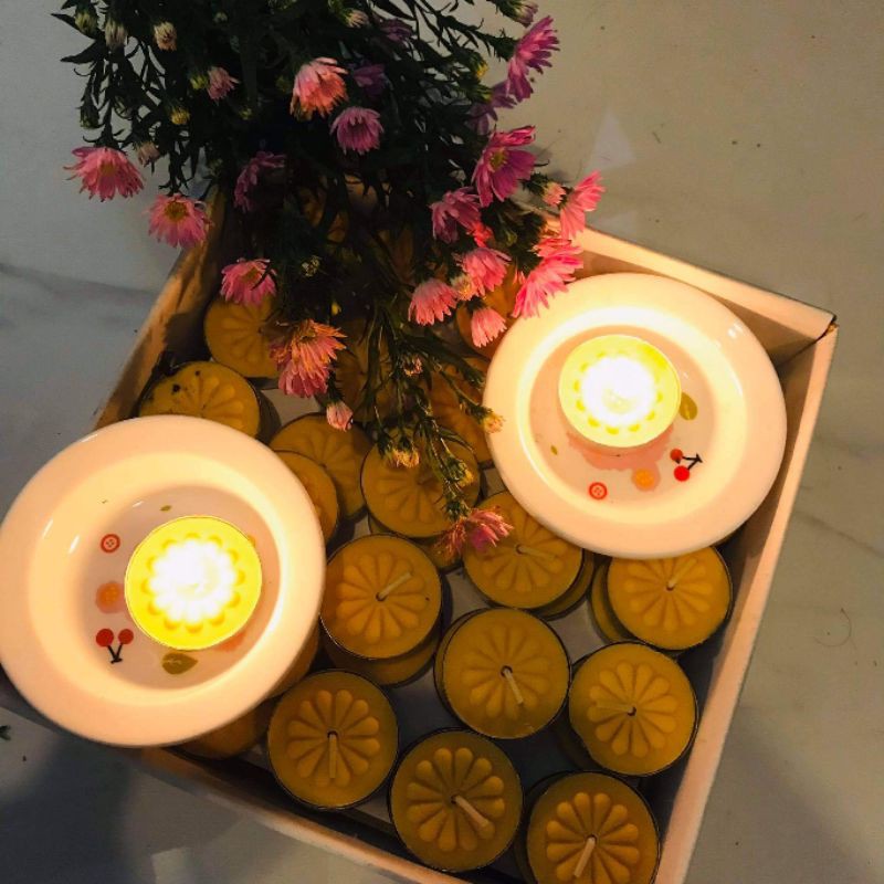 KHO SỈ- NẾN TEALIGHT HOA MAI 100 VIÊN KHÔNG KHÓI-KHÔNG MÙI- AN TOÀN MÔI TRƯỜNG