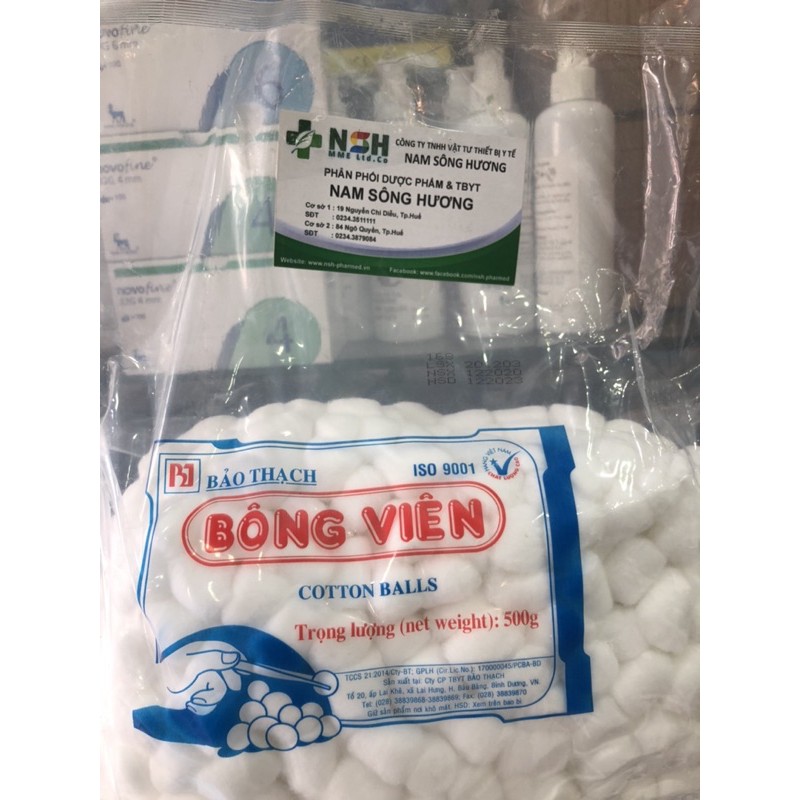 Bì 500gr Bông gòn viên Bảo thạch tiệt trùng gói 500gr bông gòn y tế dạng viên bông viên 3cm x 3cm Bảo Thạch