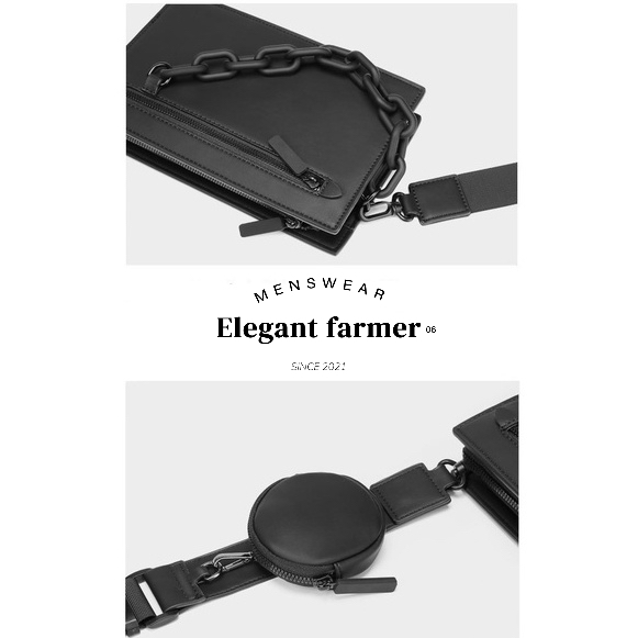 [MENSWEAR ELEGANT FARMER] Túi đeo chéo + card wallet TRÒN phong cách Hàn Quốc dành cho Nam &amp; Nữ 2023