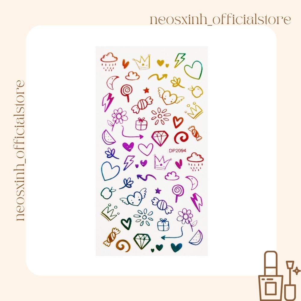 Sticker Dán Móng Tay Mèo Cầu Vòng DP2087-2094 Cute Hot Trend - Hình Dán Móng - Neosxinh Nails