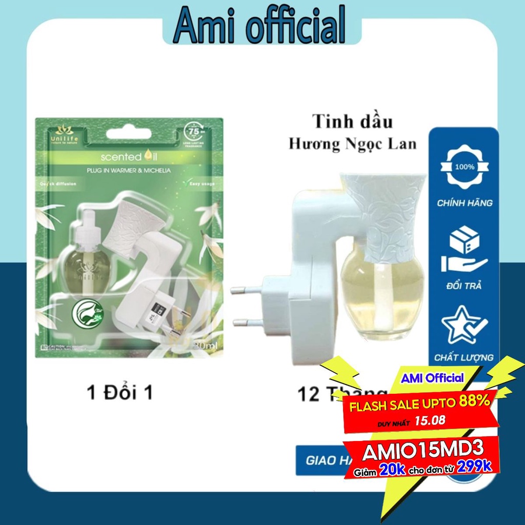 Máy khuếch tán tinh dầu Unilife, tinh dầu thiên nhiên hương Ngọc Lan, thông minh, công nghệ mới, chai 30ml