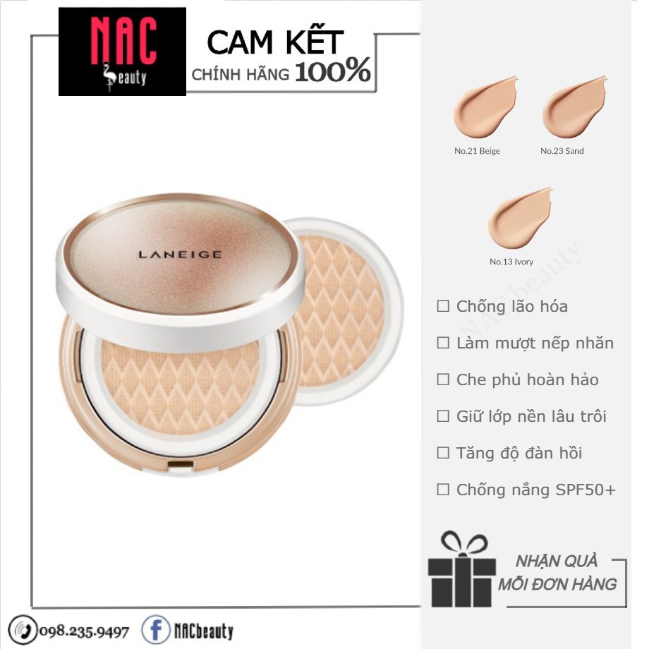 Phấn Nước Đa Năng Ngăn Ngừa Lão Hóa Kèm Lõi Thay Thế Laneige Bb Cushion Anti-Aging Spf50+ Pa+++ 15Gx2