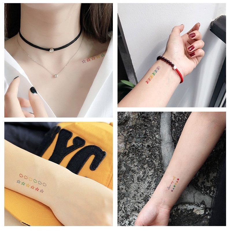 1 Tấm Hình Xăm Dán Họa Tiết Mặt Cười/Cầu Vồng/ Mặt Cười Dễ Thương Chống Nước Lâu Trôi