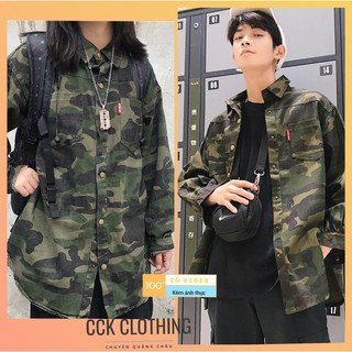 Áo khoác kaki Taobao, Áo unisex sơ mi nam nữ dáng rộng hot trend 2021 Mã - A87