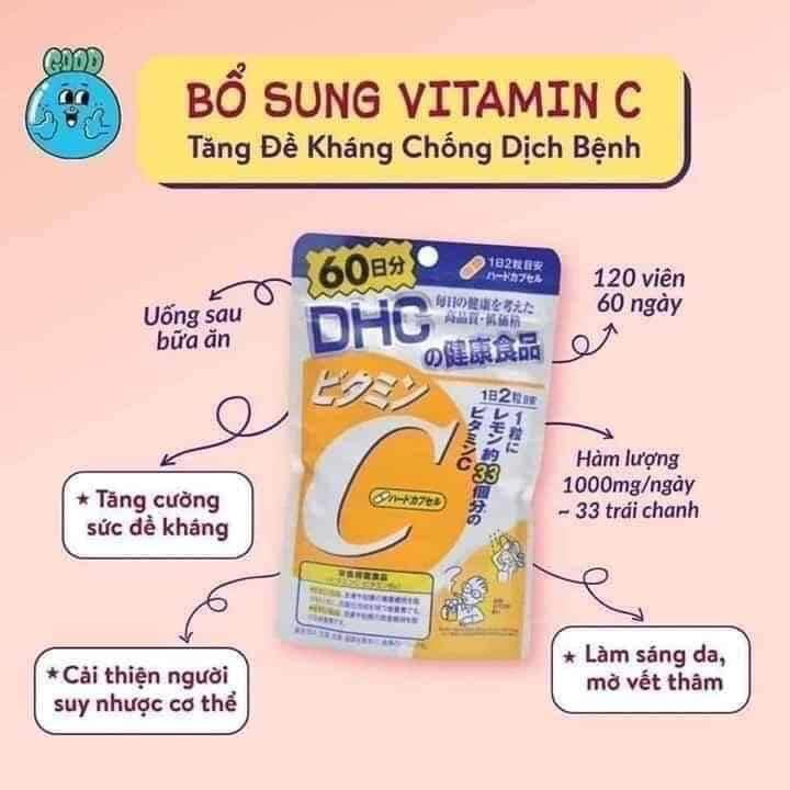 [Viên uống DHC] Viên uống DHC bổ sung Vitamin C 120 viên 60 ngày của Nhật Bản