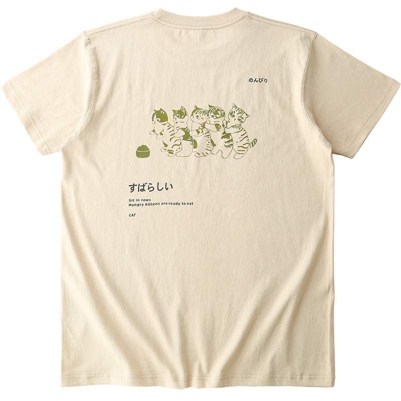 Áo Thun Nam Nữ In Hình Mèo Nhật Bản Chất Cotton Siêu Mềm - S110