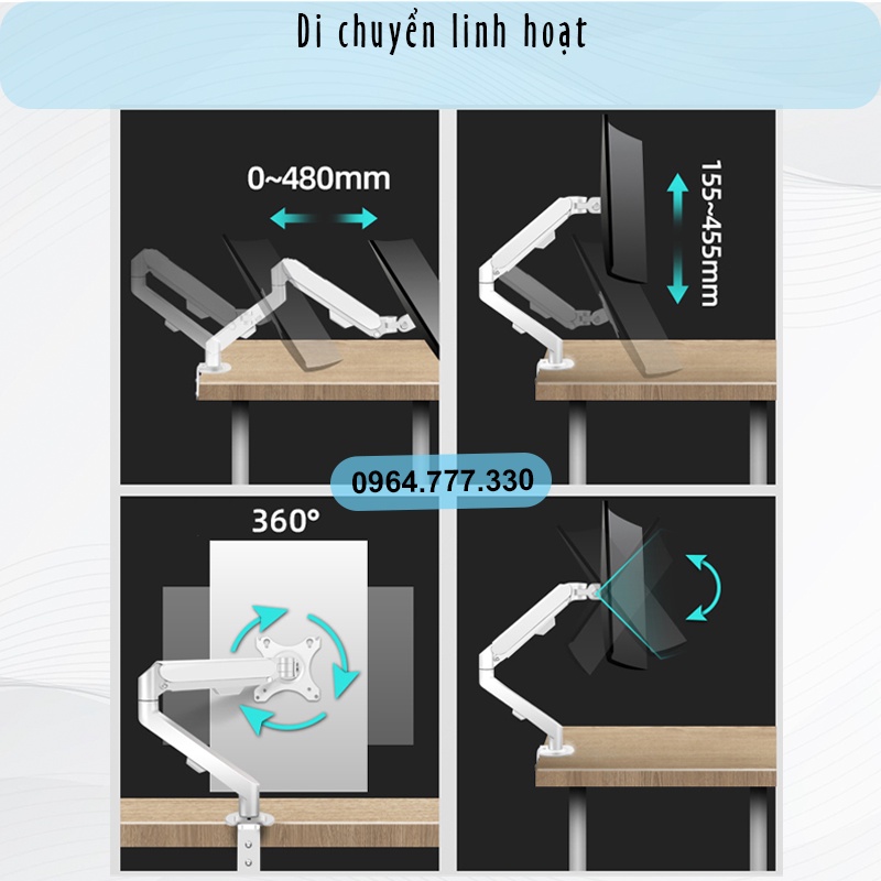 M5 i-Bracket M5 #Giá treo màn hình #Tay treo màn hình (màn hình 17-30 inch) (Cao cấp hơn Human Motion T6) #Lò xo khí nén