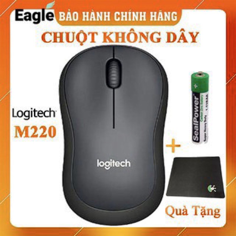 Chuột không dây Logitech Silent M220 không tiếng ồn -tặng lót chuột khâu viền cao cấp