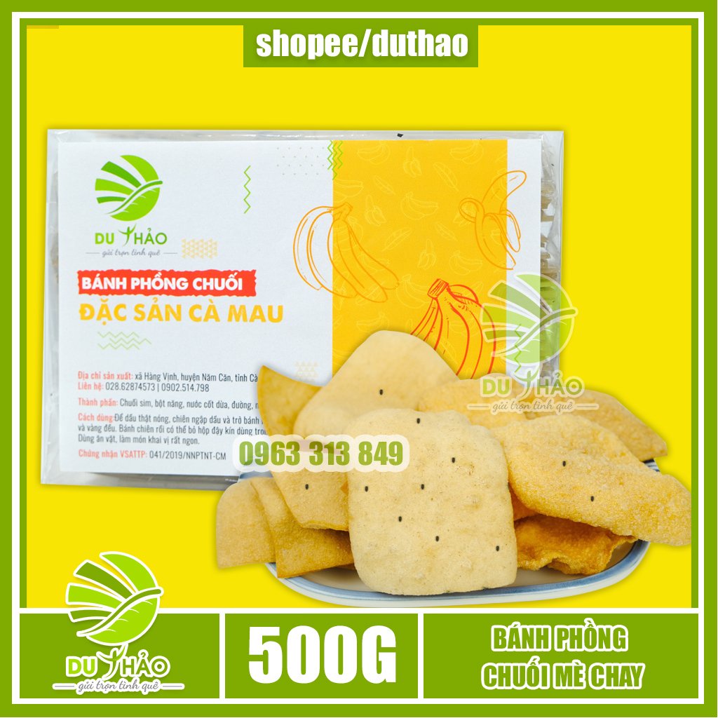 500gr bánh phồng tôm Cà Mau Du Thảo, bánh phồng chuối, bánh phồng khoai môn, đặc sản Cà Mau, làm món khai vị, đồ ăn vặt