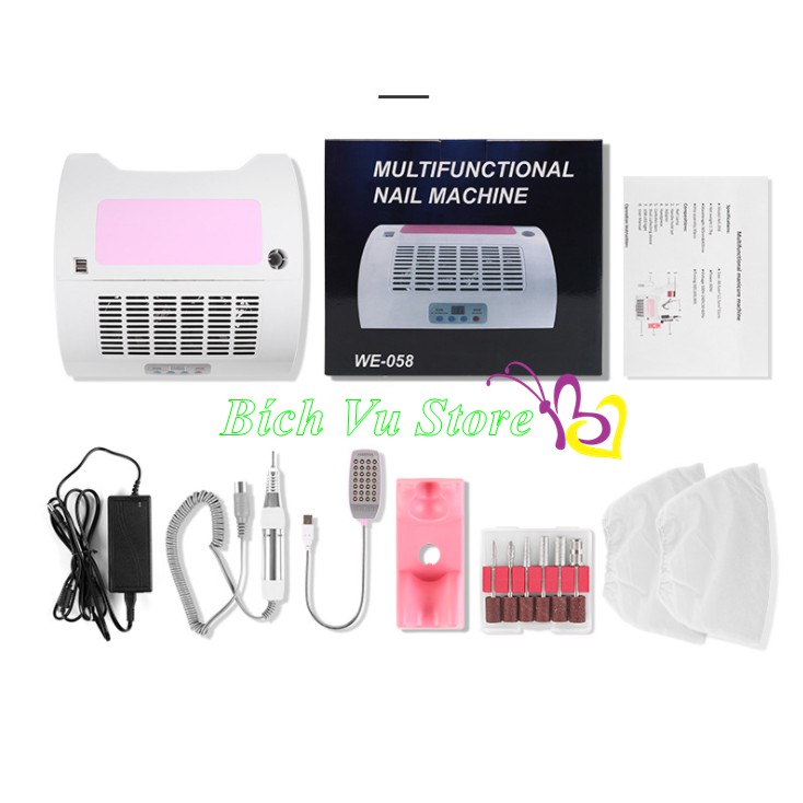 Máy hơ 4 chức năng: đèn UV, đầu mài, máy hút bụi, đèn chiếu sáng