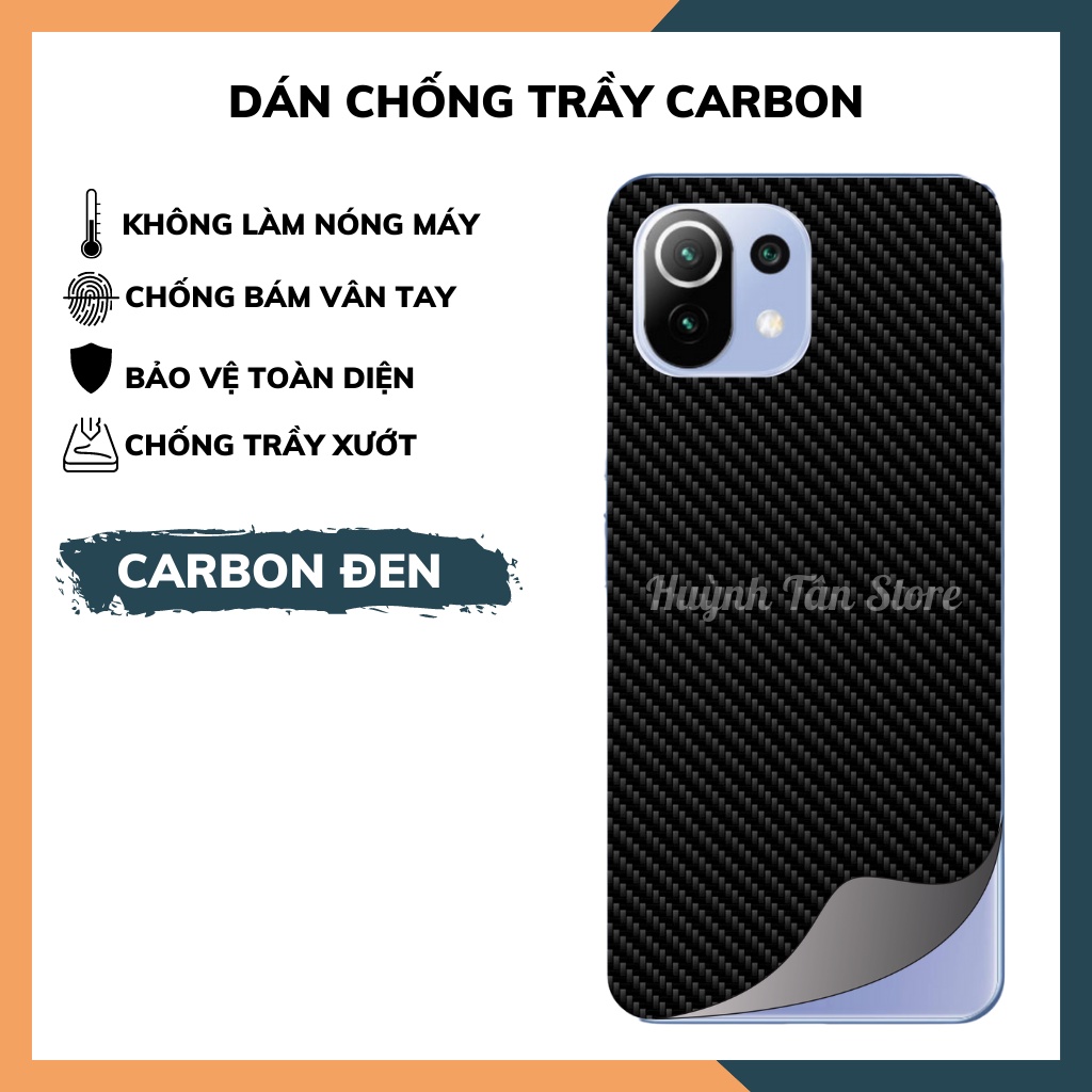 Miếng dán decal carbon mặt sau Xiaomi Mi 11 Lite 5G Ne chống trầy mặt lưng,chống bám vân tay