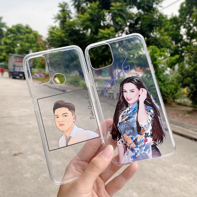Ốp điện thoại vẽ line chân dung theo yêu cầu chèn tên, chữ kí dễ thương