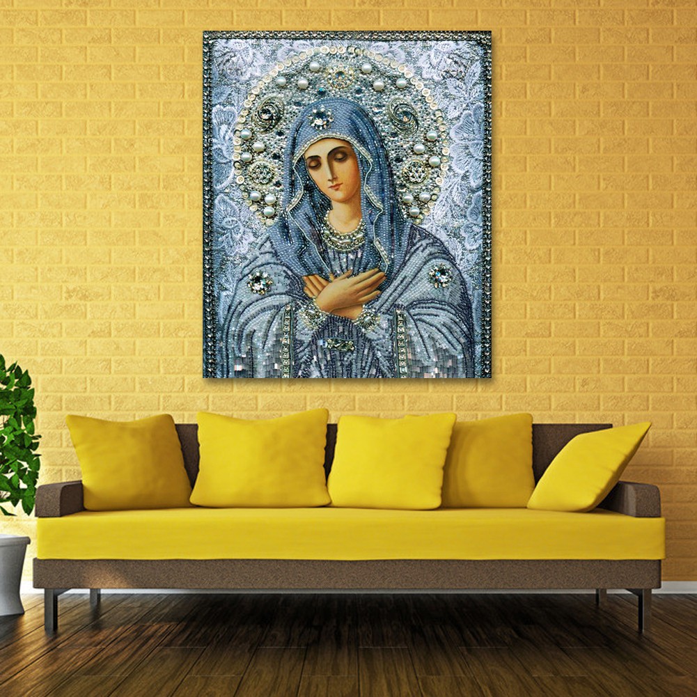 Bộ tranh thêu chữ thập đính đá 5D tự làm vẽ hình Đức Mẹ | BigBuy360 - bigbuy360.vn