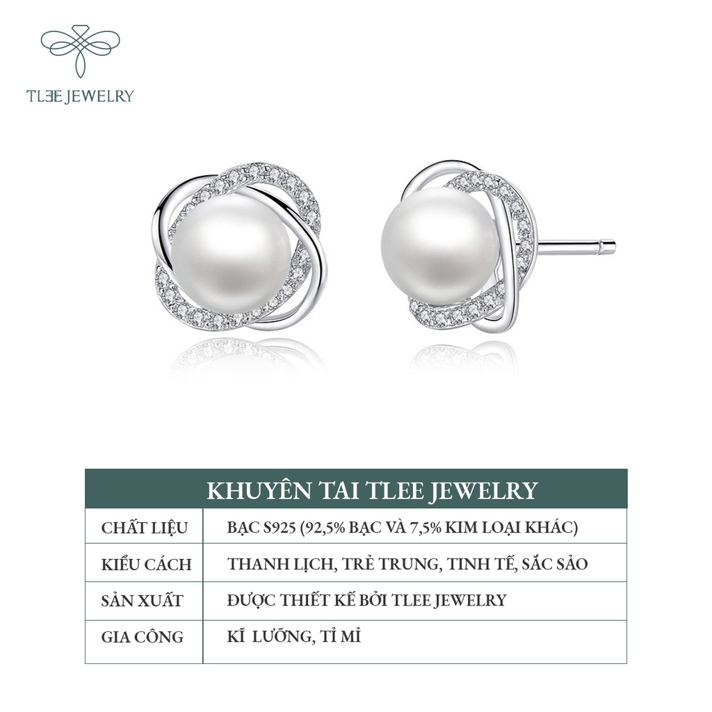 Khuyên tai bạc nữ TLEE hoa xoắn đính lấp lánh bạc cao cấp NCJ B0154