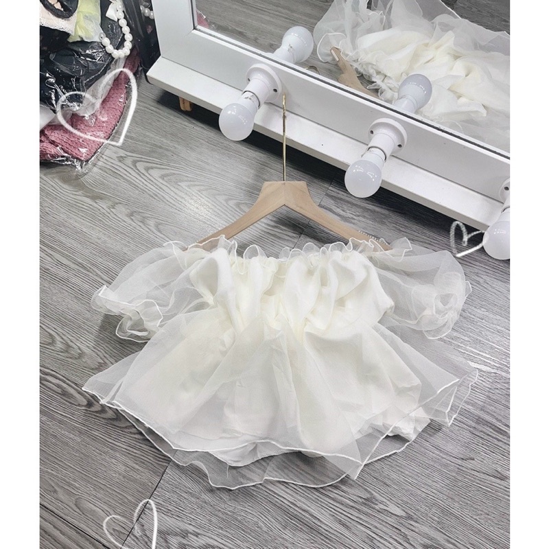 Áo bẹt vai lưới kính công chúa xinh xắn LK1