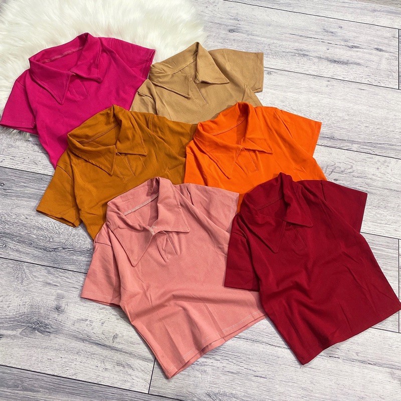 [ Mã WASTAPR giảm 10K đơn 50K] Áo Croptop body cổ bẻ trơn tay ngắn | BigBuy360 - bigbuy360.vn