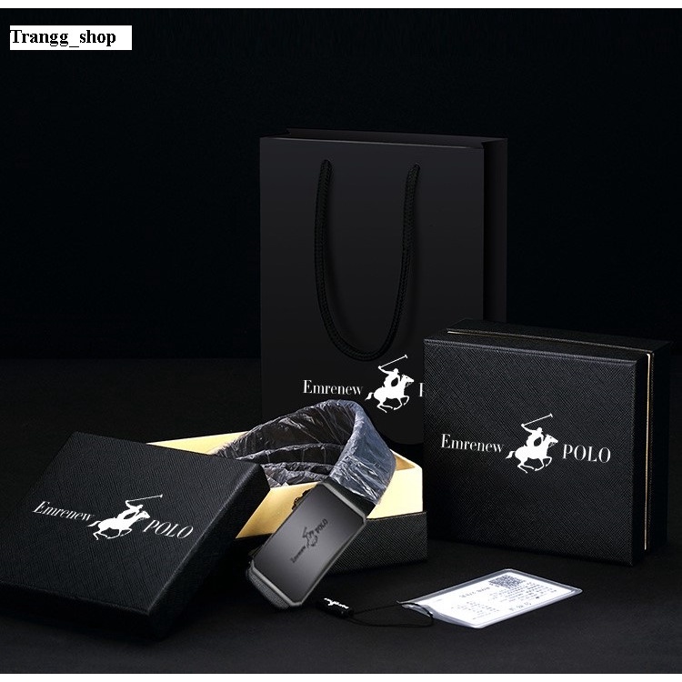 Thắt Lưng Nam Da Bò Cao Cấp Emrenew Polo 2 Lớp Full Hộp Đựng Mặt Khóa Hợp Kim