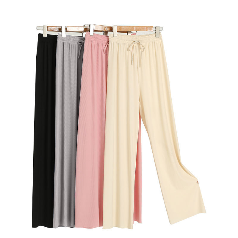 Quần Lụa Ống Rộng Lưng Cao Thời Trang Cho Nữ