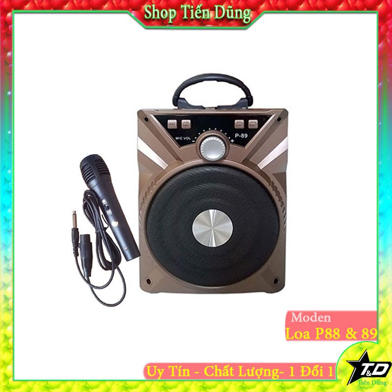 LOA KARAOKE P88/ P89 TẶNG MIC DÂY BLUETOOTH hỗ trợ thẻ nhớ và USB (màu giao ngẫu nhiên)