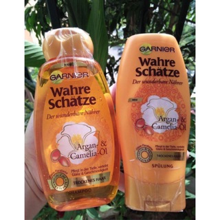 BỘ GỘI- XẢ- Ủ GARNIER Wahre Schätze Argan tinh dầu & hoa Camelia