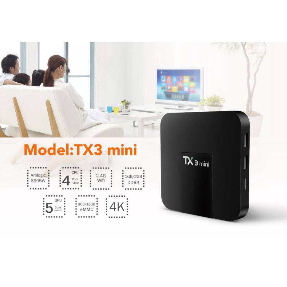 [Android Tivi box TX3 Mini Tìm kiếm giọng nói Rom Gốc  Android 7.1 Amlogic S905W 2G 16G 4K H.265 2.4G 5G Hai Cổng Wifi