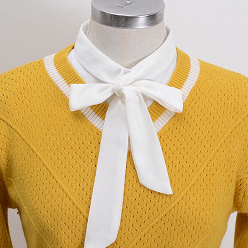 Cổ Áo Sơ Mi Giả Cà Vạt Có Thể Tháo Rời Phong Cách Vintage Mới Cho Nữ