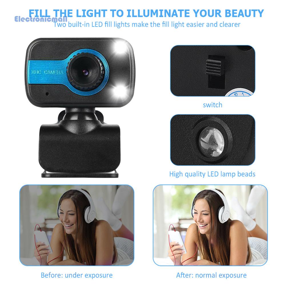 Webcam Điện Tửmall01 Usb Hd Có 2 Đèn Led Hỗ Trợ Tầm Nhìn Ban Đêm Kèm Micro | BigBuy360 - bigbuy360.vn
