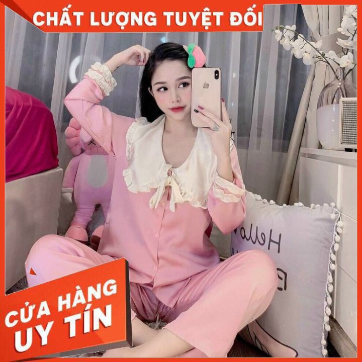 Bộ Lụa Pijama Tay Dài Tiểu Thư Cao Cấp 💖Freeship - Ảnh Thật💖 Đồ Ngủ Nữ Đẹp | BigBuy360 - bigbuy360.vn