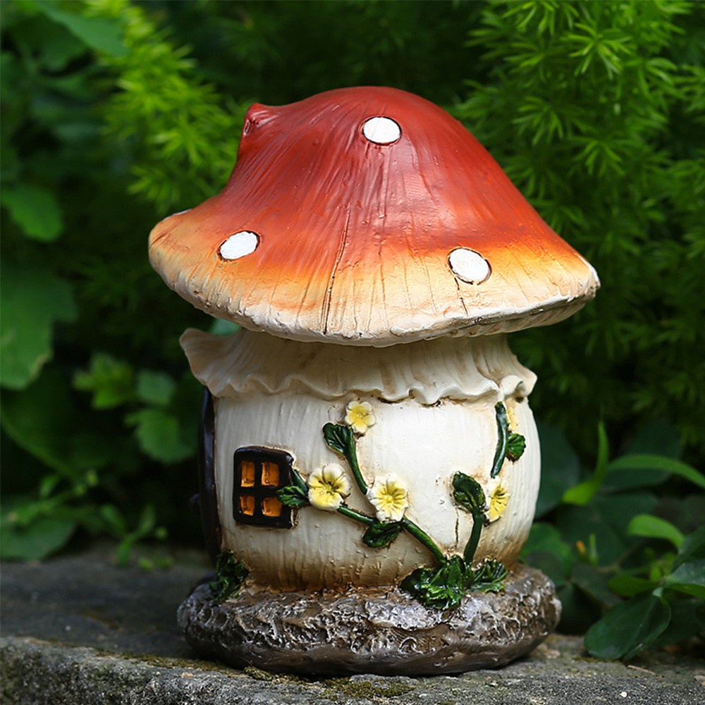 ❤LANSEL❤ Gift Elves Home Gardening Ornaments Gnome Mushroom House Decoration Trees Decor Yard Art Sculpture Crafts Resin