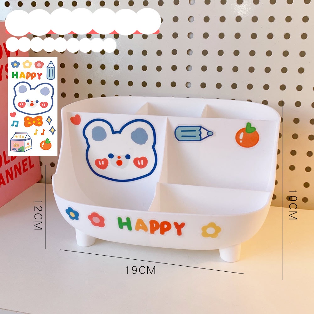 Ống đựng bút để bàn nhiều ngăn, lọ cắm bút, đồ dùng cá nhân kèm sticker siêu xinh