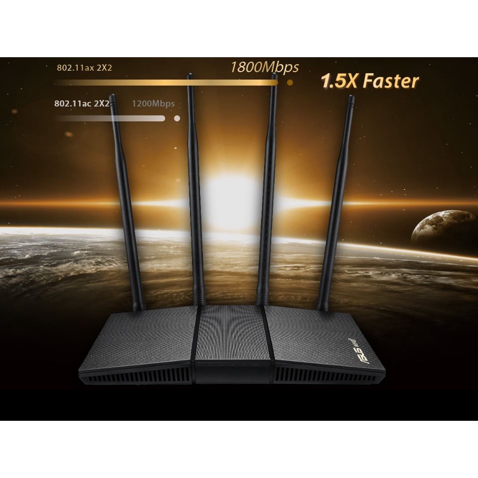 Bộ phát Wifi Asus RT-AX1800HP chuẩn AX1800 (Xuyên tường) - Router Wifi 6 -Hàng Chính Hãng