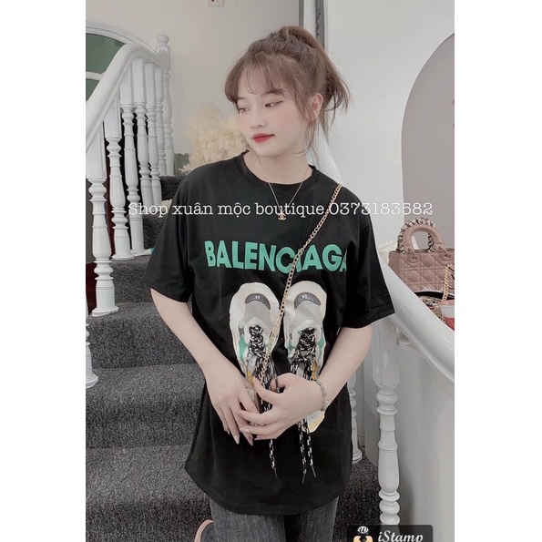 Áo phông đôi giày balen form rộng áo thun nữ ngắn tay HN012