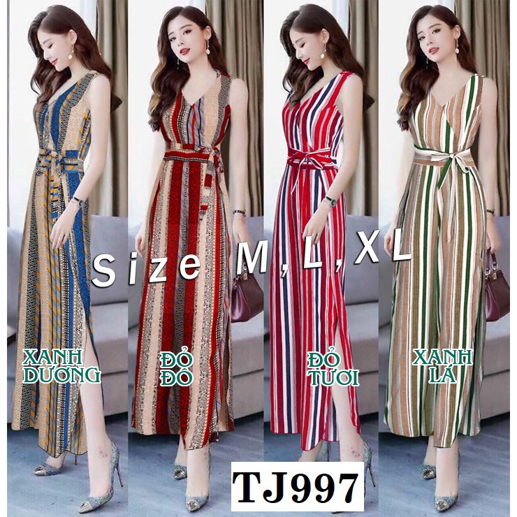 Đồ Bay Dài 💕FREESHIP💕Giảm 45k Khi Mua Đơn Từ 500k - Jumpsuit dài ống suông sẻ thắt nơ eo xinh xắn TJ997 | BigBuy360 - bigbuy360.vn