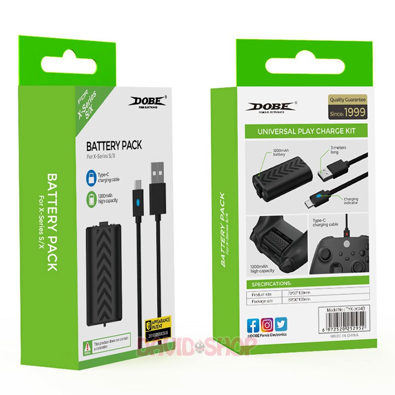 Combo Pin + cáp sạc hãng Dobe cho tay cầm Xbox Series S / Xbox Series X (TYX-0634B)