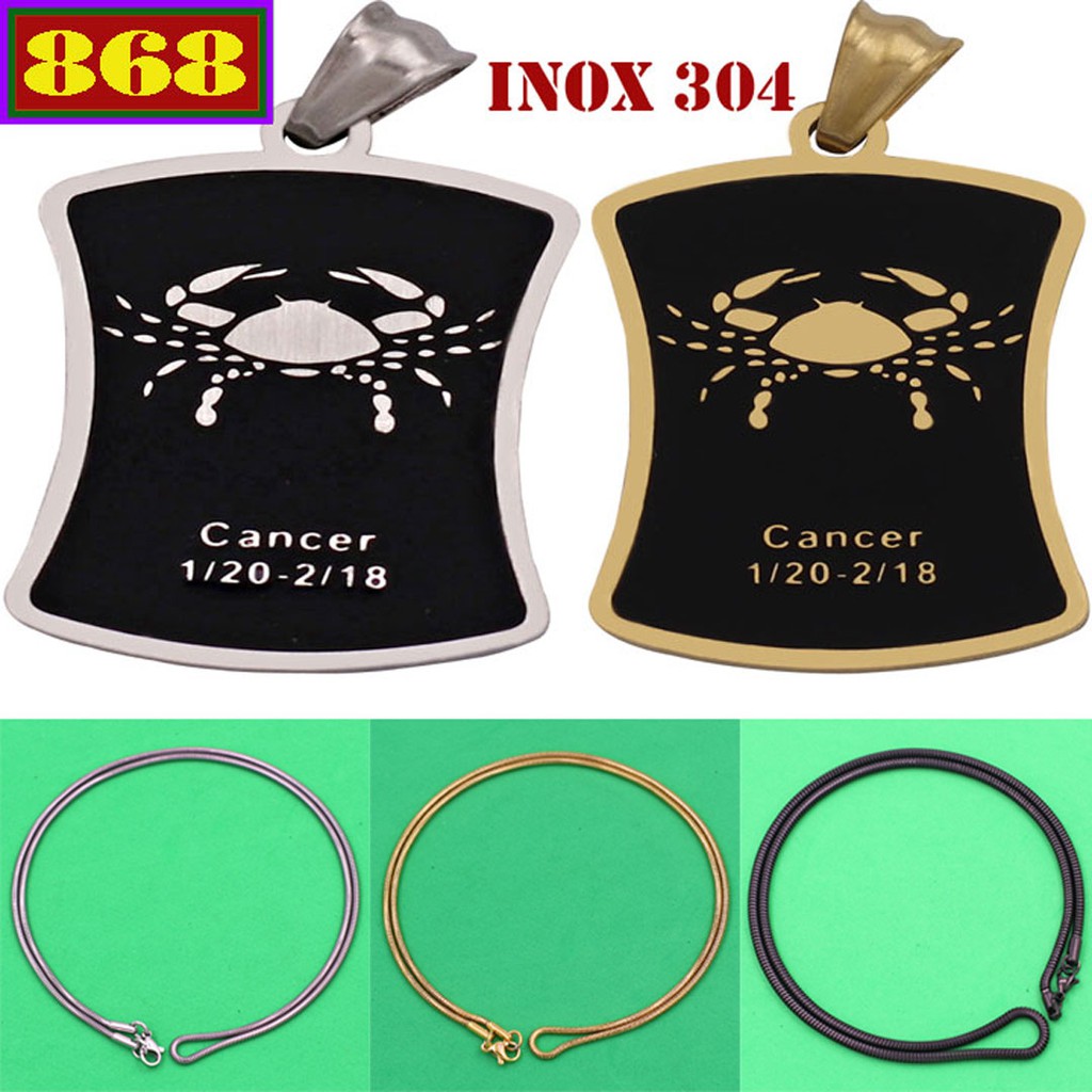 Vòng cổ inox rắn cung Cự Giải inox VIRECCGT - 12 cung Hoàng đạo
