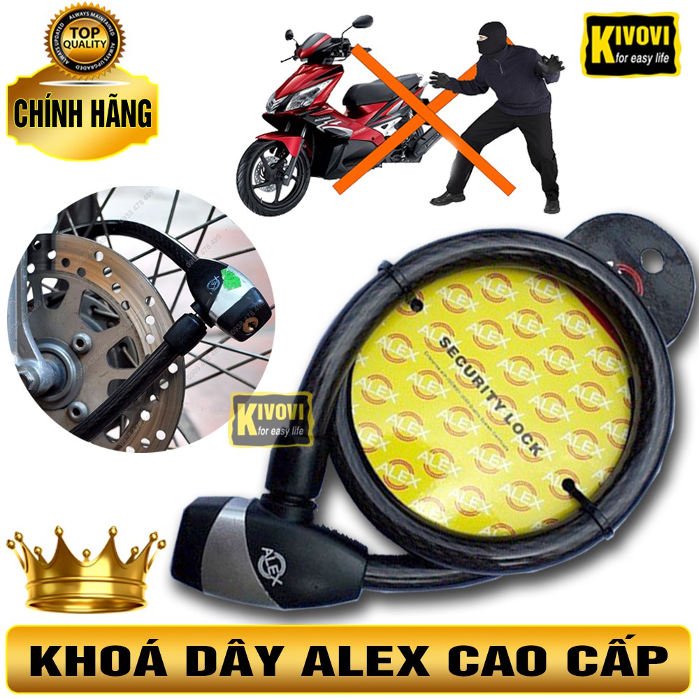 Khóa Dây Xe Đạp - Dây Xích Khóa Xe Máy / Khóa Xích Cửa Dây Thép Dẻo An Toàn 15x800mm Hai Chìa Khóa Sơ Cua - Kivovi