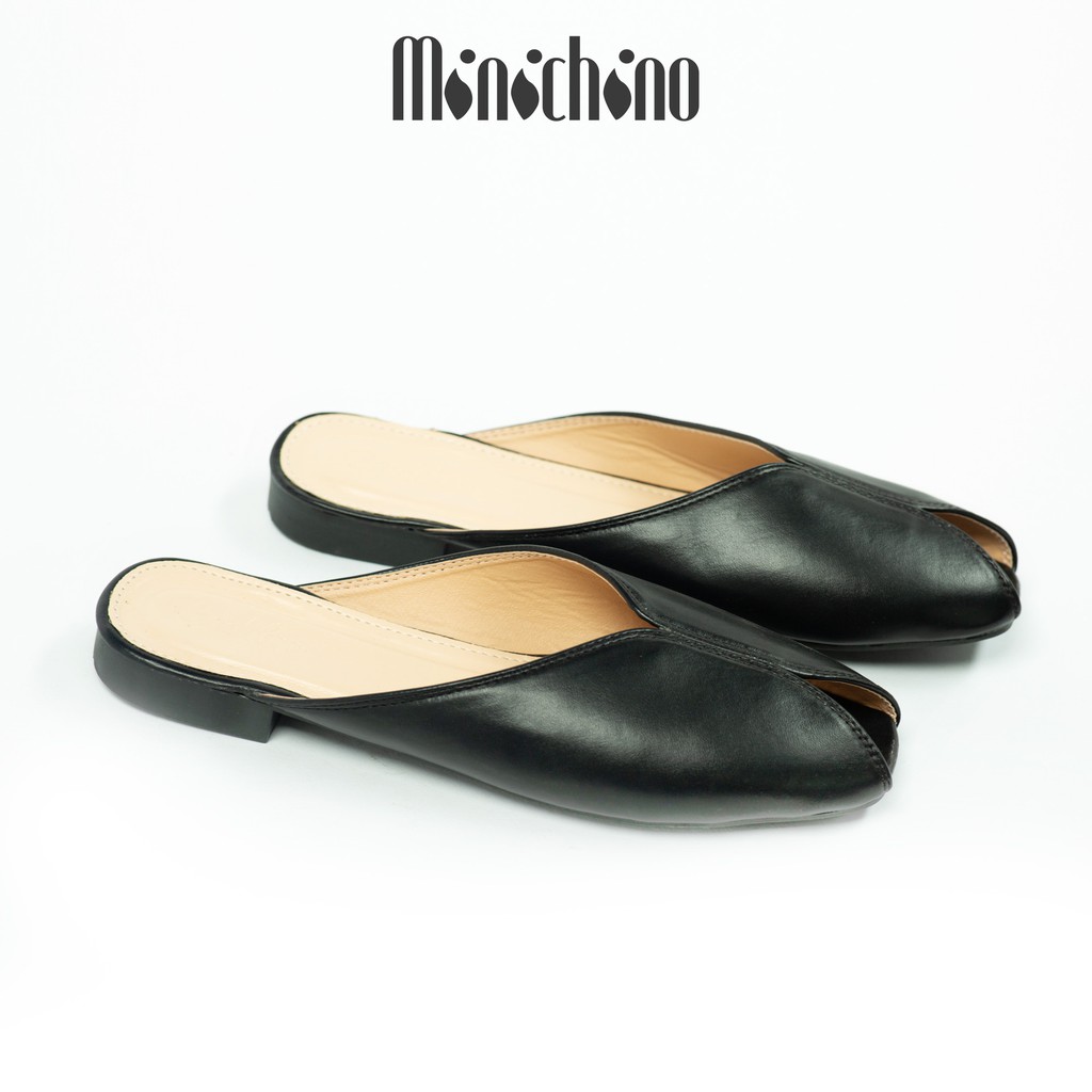 Giày sục nữ MINICHINO hình quả trám hở mũi thời trang màu kem TC035 | BigBuy360 - bigbuy360.vn