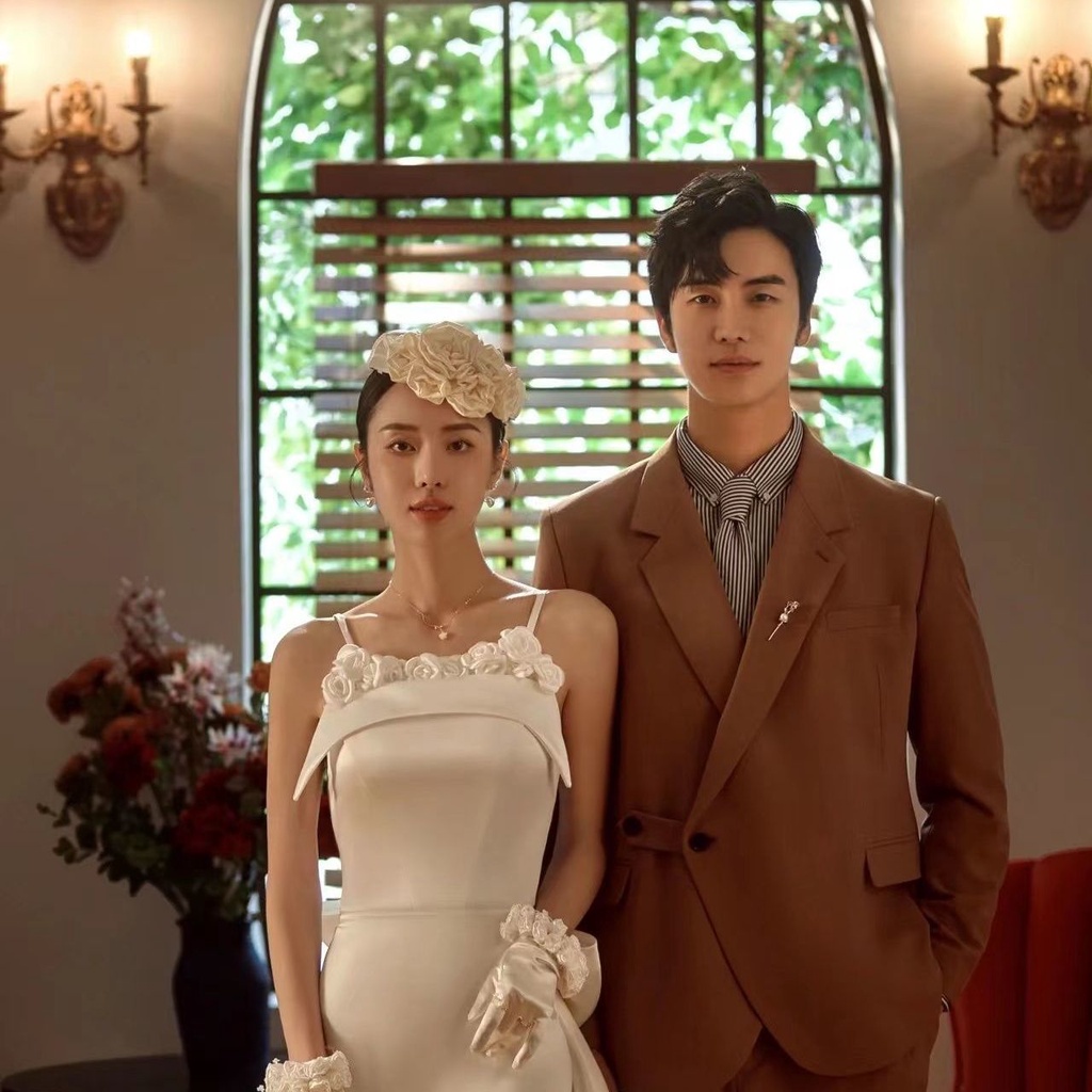 Găng Tay Vải Satin Đính Hoa Dùng Làm Đạo Cụ Chụp Ảnh Cho Cô Dâu