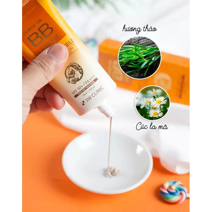 Kem nền trang điểm giảm nhăn, mờ thâm tinh chất dầu ngựa 3W CLINIC Horse Oil BB Cream 50ml - Hàn Quốc Chính Hãng | BigBuy360 - bigbuy360.vn
