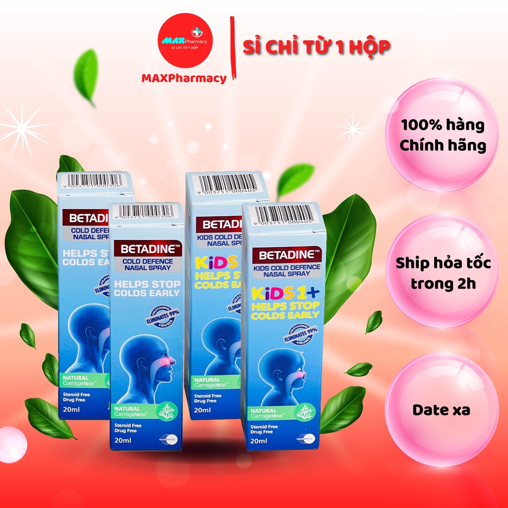 Xịt mũi BETADINE  cho người lớn/ trẻ em Betadine Cold Defence Nasal Spray chai 20ml - Maxpharmacy