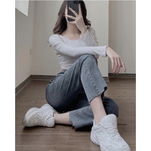 [HÀNG SẴN]QUẦN JEANS “FANGU” XẺ GẤU MÃ 2401 CẠP CAO