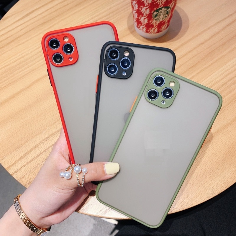 Ốp nhám viền màu bảo vệ camera iPhone 11/ 11 Pro/11 ProMax /6/6 Plus 7/7 Plus/8 Plus/ X/ XS/ XS Max/ XR