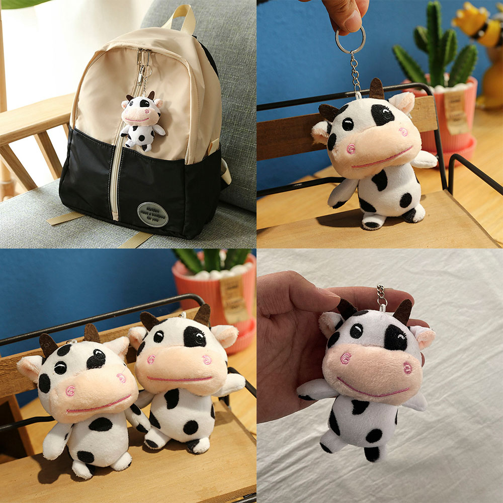 Móc khóa thú nhồi bông hình bò sữa đáng yêu