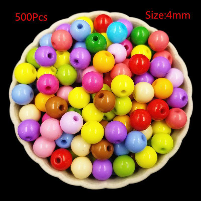 Bộ 50 hạt nhựa 4mm 6mm dùng làm trang sức