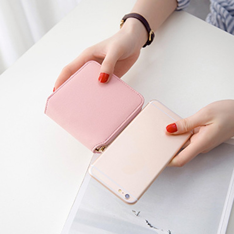 Ví Vuông Đựng Thẻ Cầm Tay Đính Tua Dây Kéo Đáng Yêu Cho Nữ