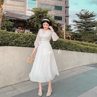 Đầm trắng🍏Đầm voan trắng MITRIE đầm xoè dự tiệc