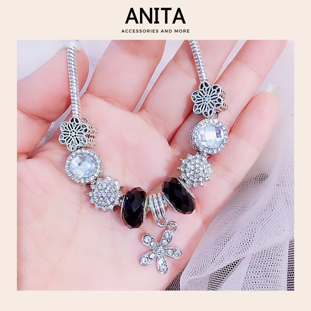 Vòng charm Anita - [12 MẪU] Vòng tay charm S925 cao cấp phối hạt pha lê nhiều màu sắc C068