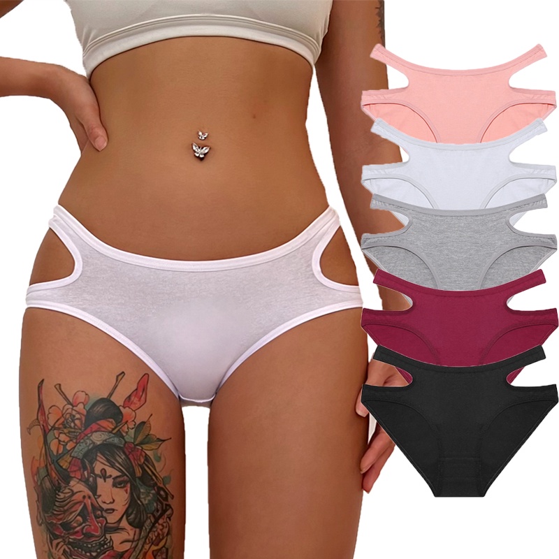 Cute Byte Bộ 2 Quần Lót Cotton Lưng Thấp Màu Trơn Thoải Mái Size S-XL Cho Nữ