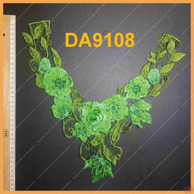 CỔ ÁO DÂY HOA 3D KHÔNG TAY - XANH LÁ - DA9108